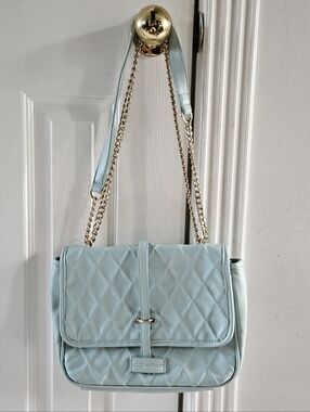 Simply Southern Quilted Light Blue Chain Shoulder Bag